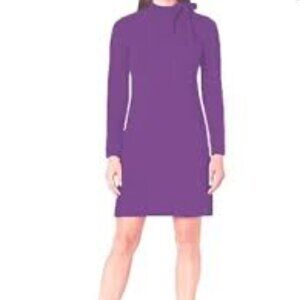 Calvin Klein Purple Tie Neck Shift Dress Long Sleeve NWOT Size 4